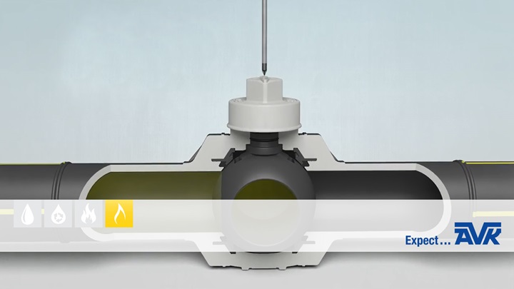 Animation of the PE ball valve showing the top cap replacement under live conditions