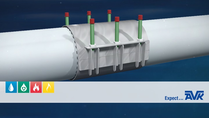 Video animation showing the features of the double band repair clamp